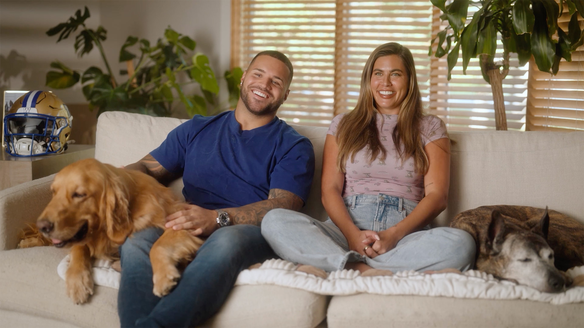 Must Love Dogs's Brady Oliveira (left) and Alex Blumberg (right) at home with their dogs.
